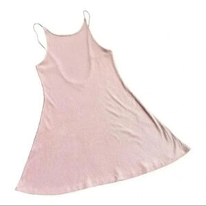 Top Shop ribbed scooped back spaghetti strap short tank dress pink size 10